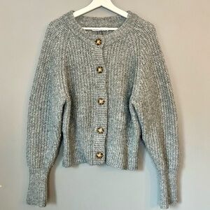 Zara Grey, Button-Down, Chunky Knit Cardigan Sweater
